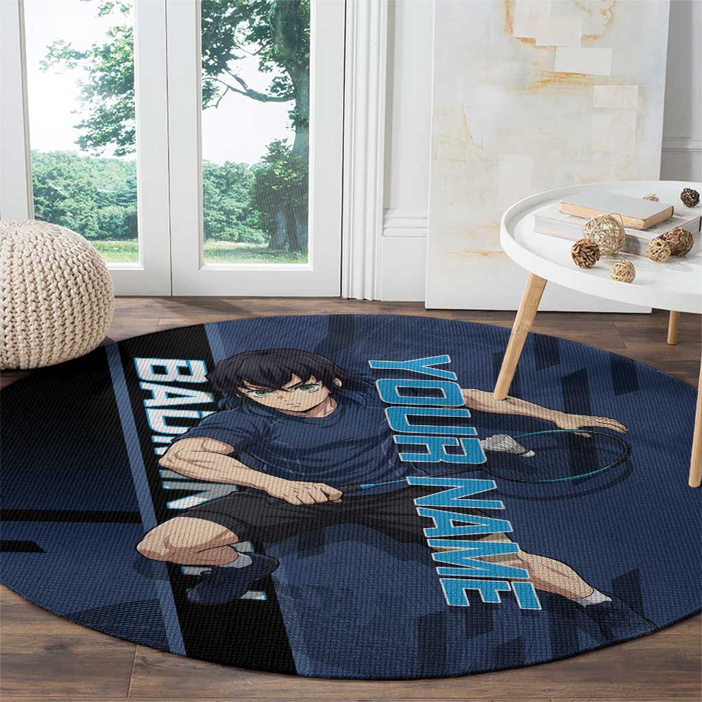 Personalized Inosuke Blue Lock Round Carpet Crossover Badminton Design with Action Pose - The Mazicc