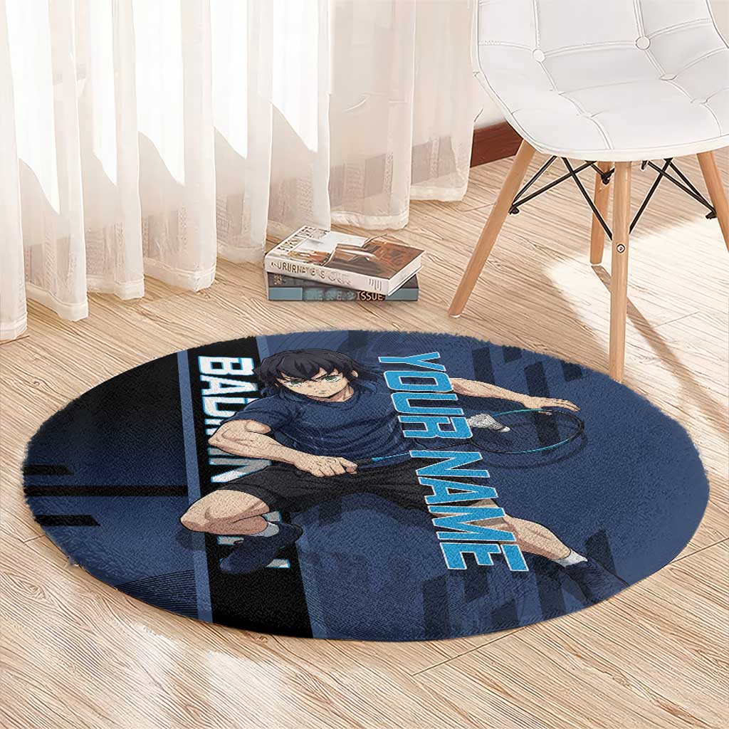 Personalized Inosuke Blue Lock Round Carpet Crossover Badminton Design with Action Pose - The Mazicc