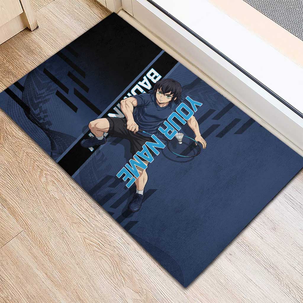 Personalized Inosuke Blue Lock Rubber Doormat Crossover Badminton Design with Action Pose - The Mazicc