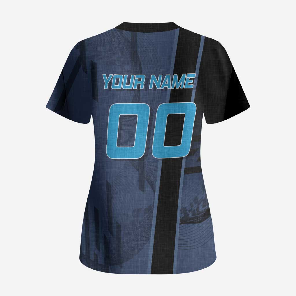Personalized Inosuke Blue Lock Scrub Top Crossover Badminton Design with Action Pose - The Mazicc