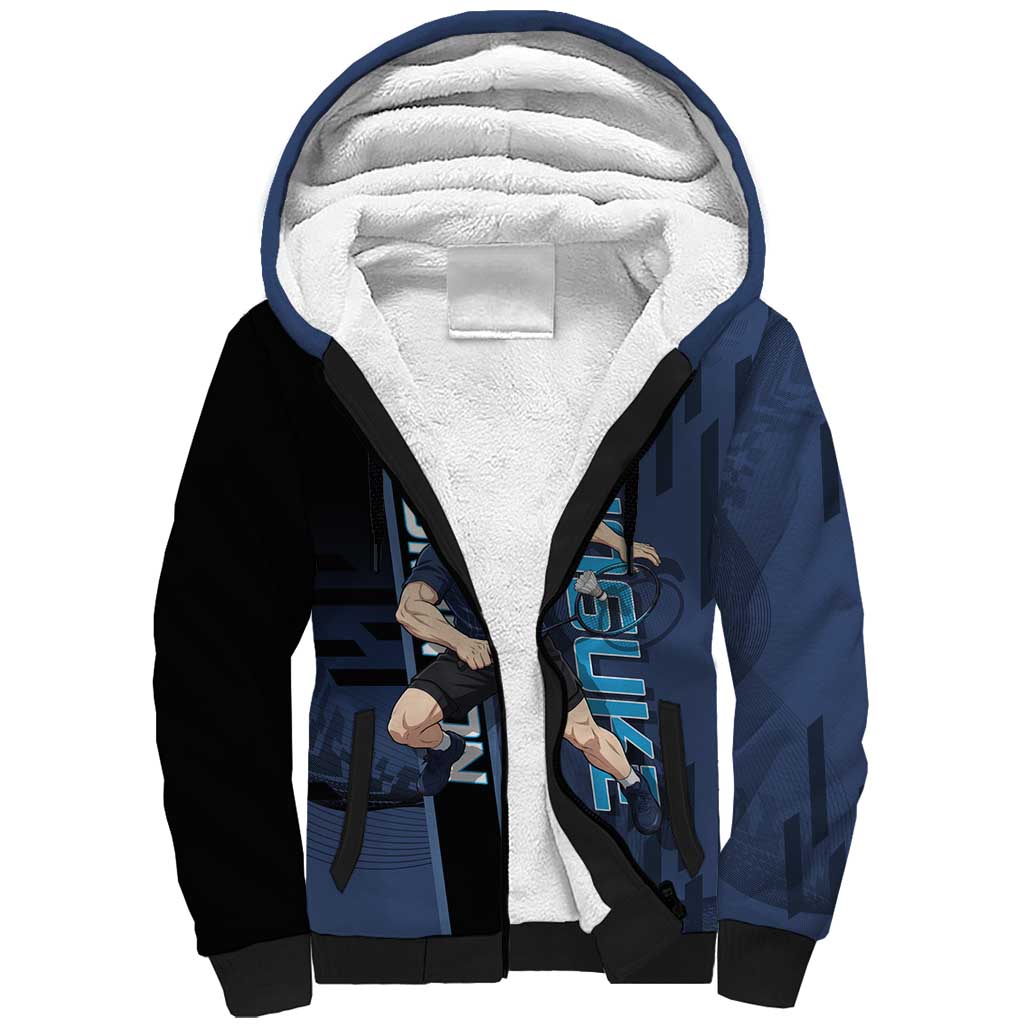 Personalized Inosuke Blue Lock Sherpa Hoodie Crossover Badminton Design with Action Pose - The Mazicc
