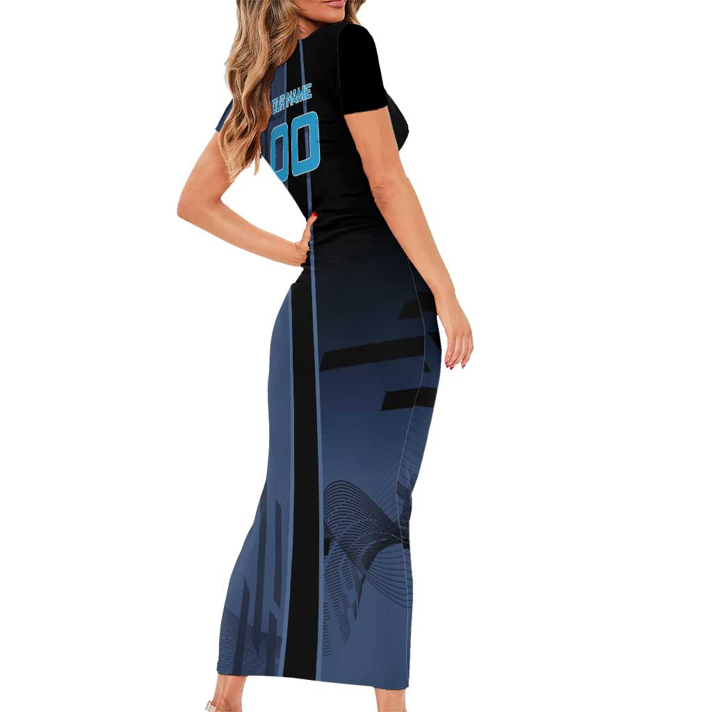 Personalized Inosuke Blue Lock Short Sleeve Bodycon Dress Crossover Badminton Design with Action Pose - The Mazicc