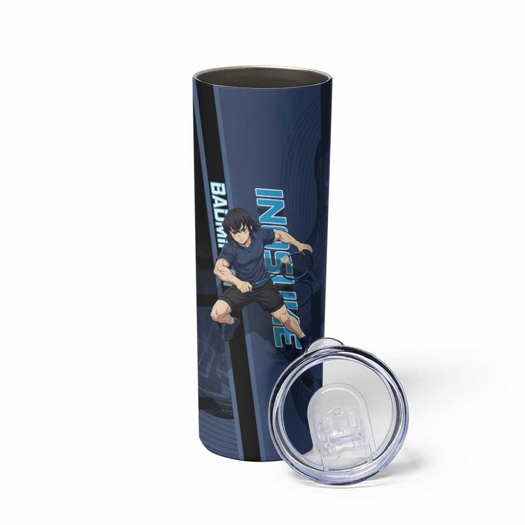 Personalized Inosuke Blue Lock Skinny Tumbler Crossover Badminton Design with Action Pose - The Mazicc