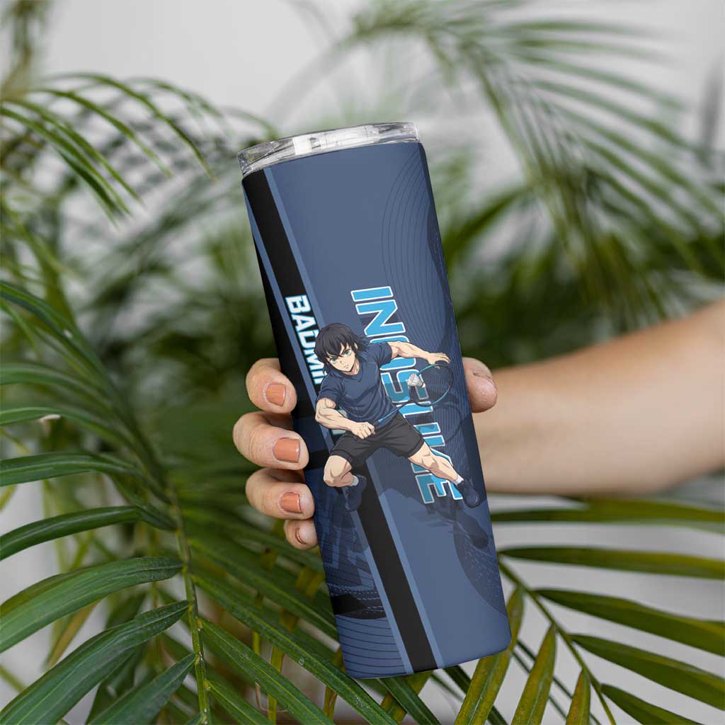 Personalized Inosuke Blue Lock Skinny Tumbler Crossover Badminton Design with Action Pose - The Mazicc