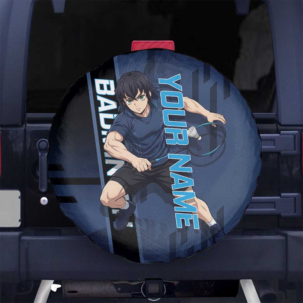 Personalized Inosuke Blue Lock Spare Tire Cover Crossover Badminton Design with Action Pose - The Mazicc