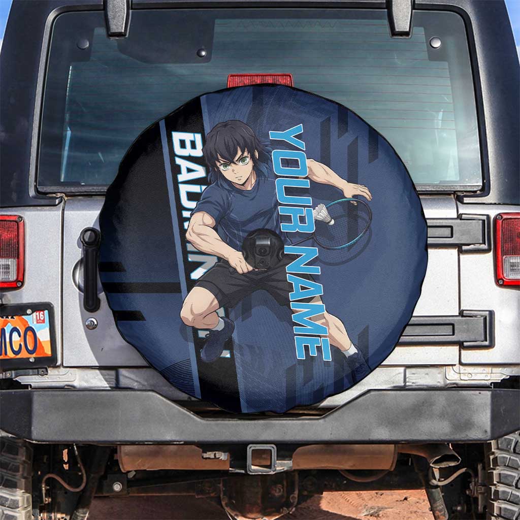 Personalized Inosuke Blue Lock Spare Tire Cover Crossover Badminton Design with Action Pose - The Mazicc