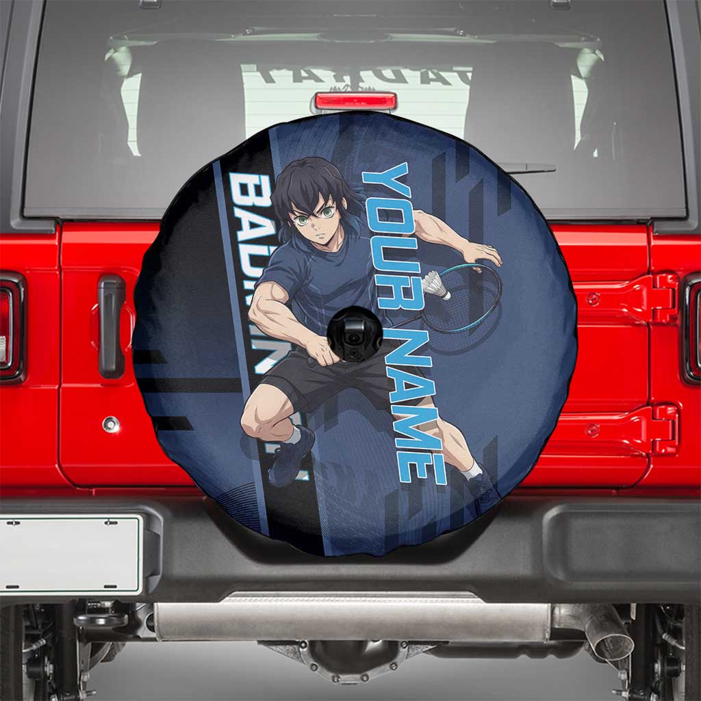 Personalized Inosuke Blue Lock Spare Tire Cover Crossover Badminton Design with Action Pose - The Mazicc