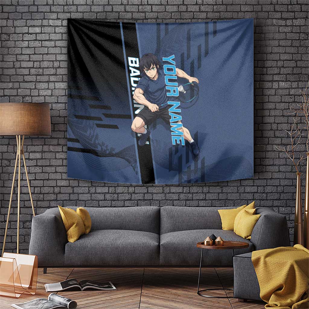 Personalized Inosuke Blue Lock Tapestry Crossover Badminton Design with Action Pose - The Mazicc