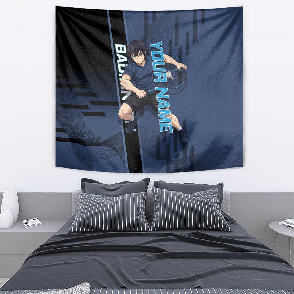 Personalized Inosuke Blue Lock Tapestry Crossover Badminton Design with Action Pose - The Mazicc