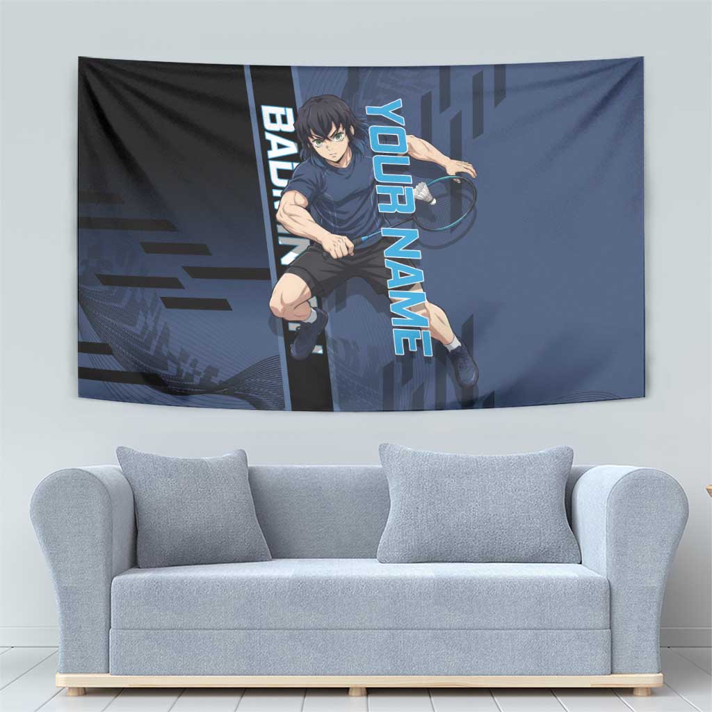 Personalized Inosuke Blue Lock Tapestry Crossover Badminton Design with Action Pose - The Mazicc