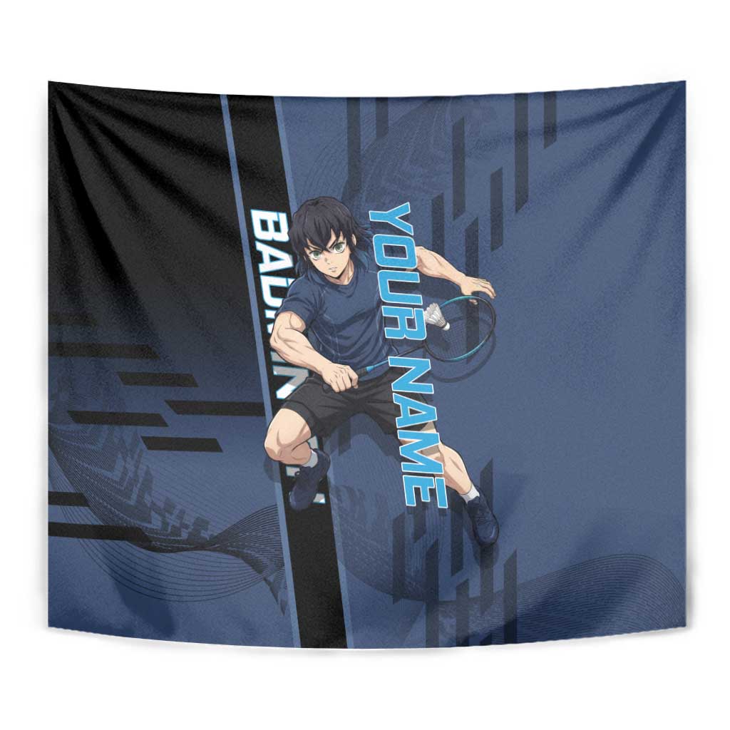 Personalized Inosuke Blue Lock Tapestry Crossover Badminton Design with Action Pose - The Mazicc