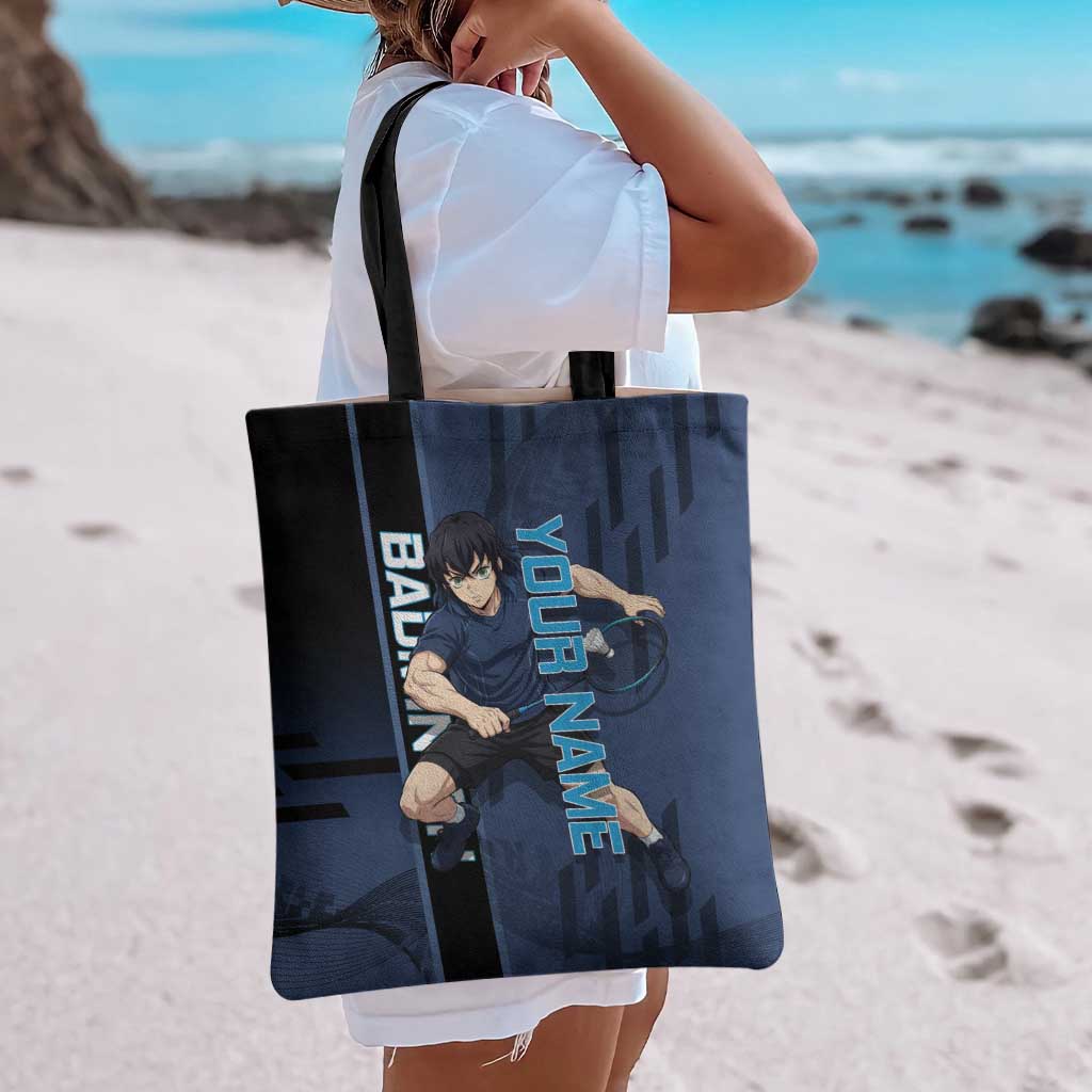 Personalized Inosuke Blue Lock Tote Bag Crossover Badminton Design with Action Pose - The Mazicc
