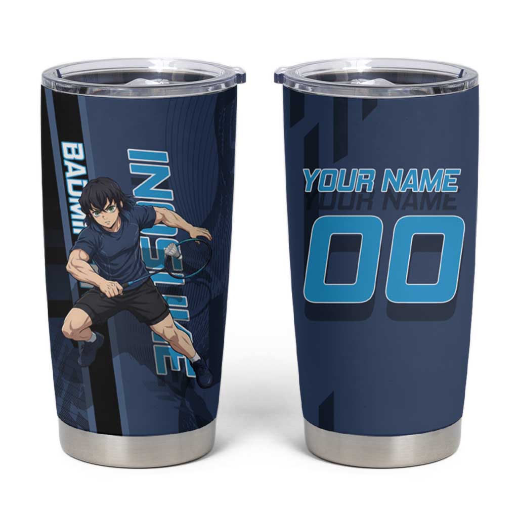 Personalized Inosuke Blue Lock Tumbler Cup Crossover Badminton Design with Action Pose - The Mazicc