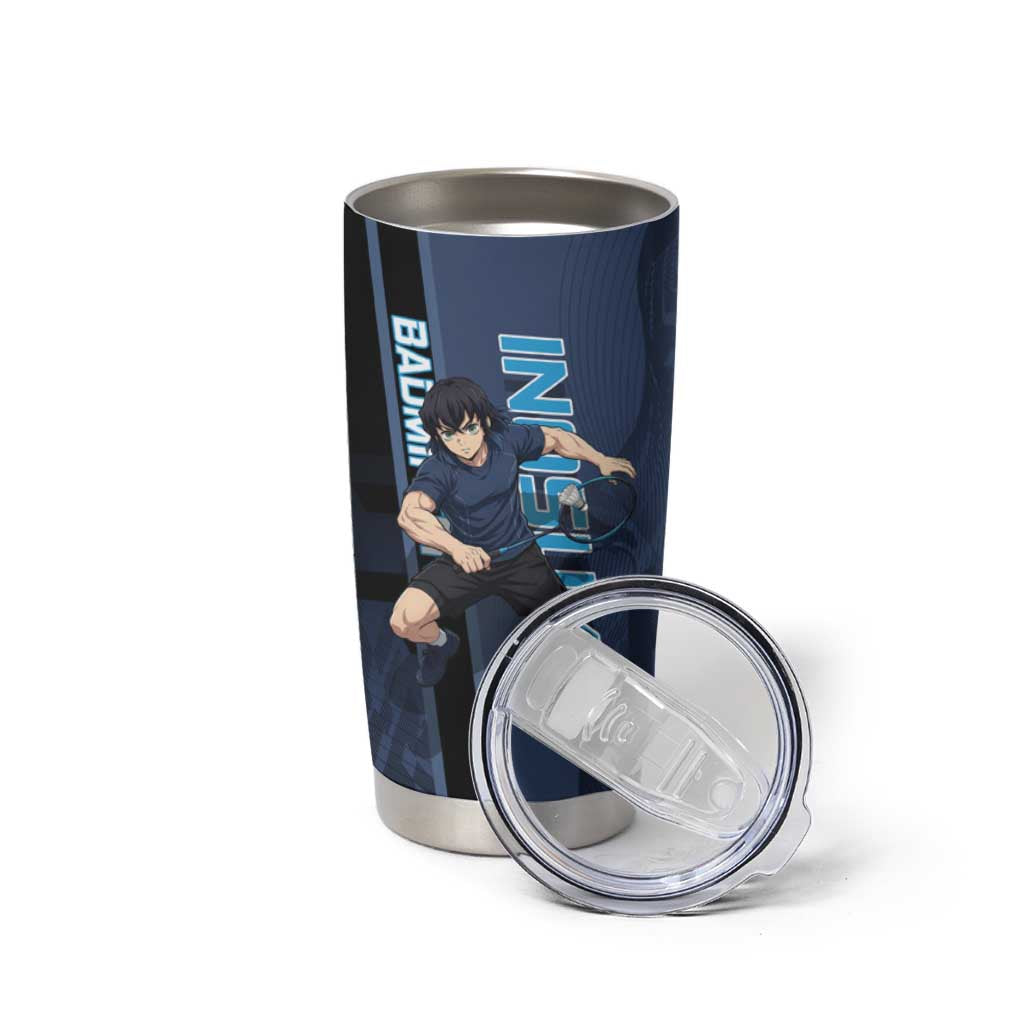 Personalized Inosuke Blue Lock Tumbler Cup Crossover Badminton Design with Action Pose - The Mazicc