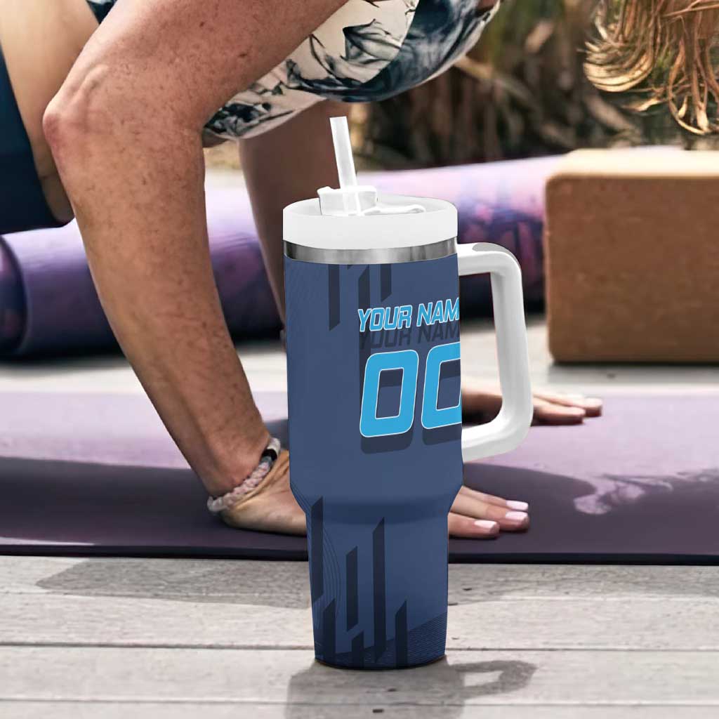 Personalized Inosuke Blue Lock Tumbler With Handle Crossover Badminton Design with Action Pose - The Mazicc