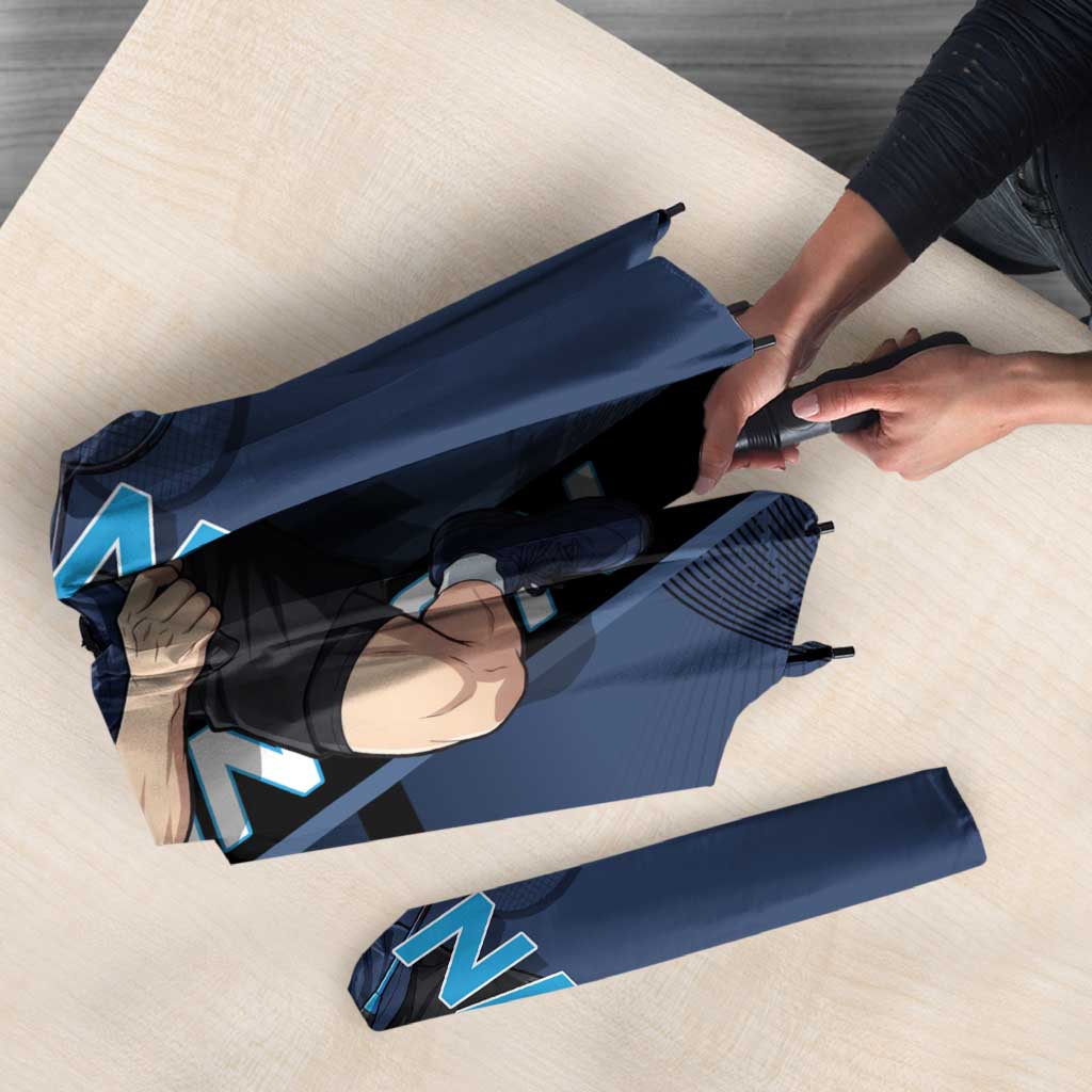 Personalized Inosuke Blue Lock Umbrella Crossover Badminton Design with Action Pose - The Mazicc