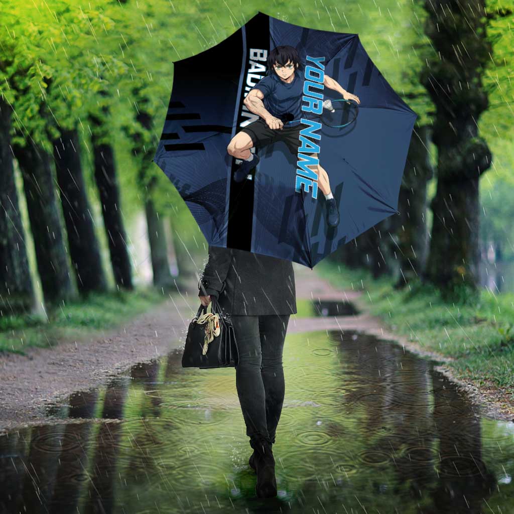 Personalized Inosuke Blue Lock Umbrella Crossover Badminton Design with Action Pose - The Mazicc