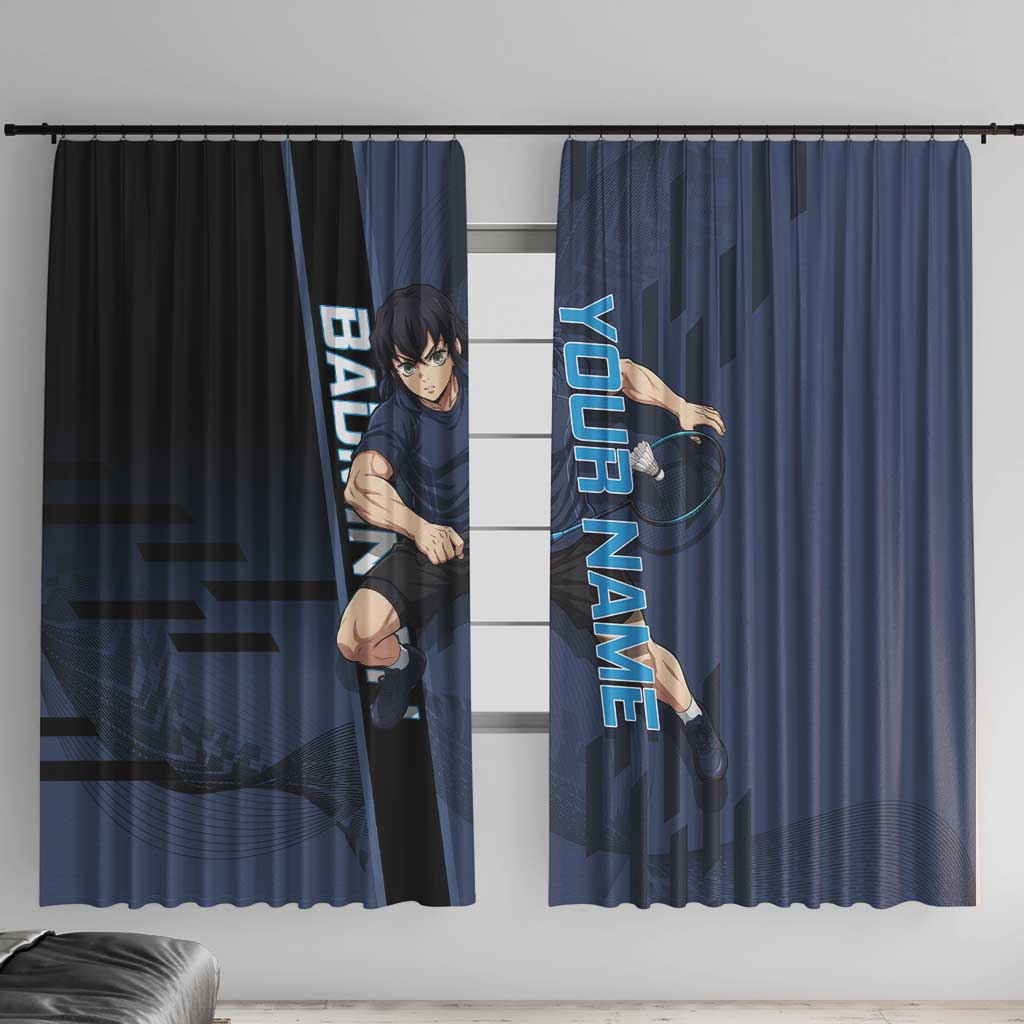 Personalized Inosuke Blue Lock Window Curtain Crossover Badminton Design with Action Pose - The Mazicc