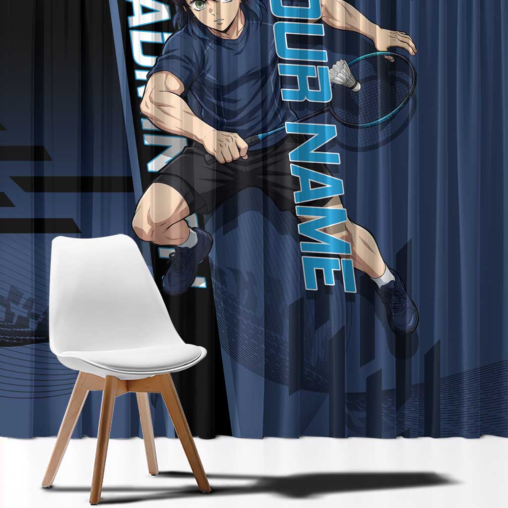 Personalized Inosuke Blue Lock Window Curtain Crossover Badminton Design with Action Pose - The Mazicc