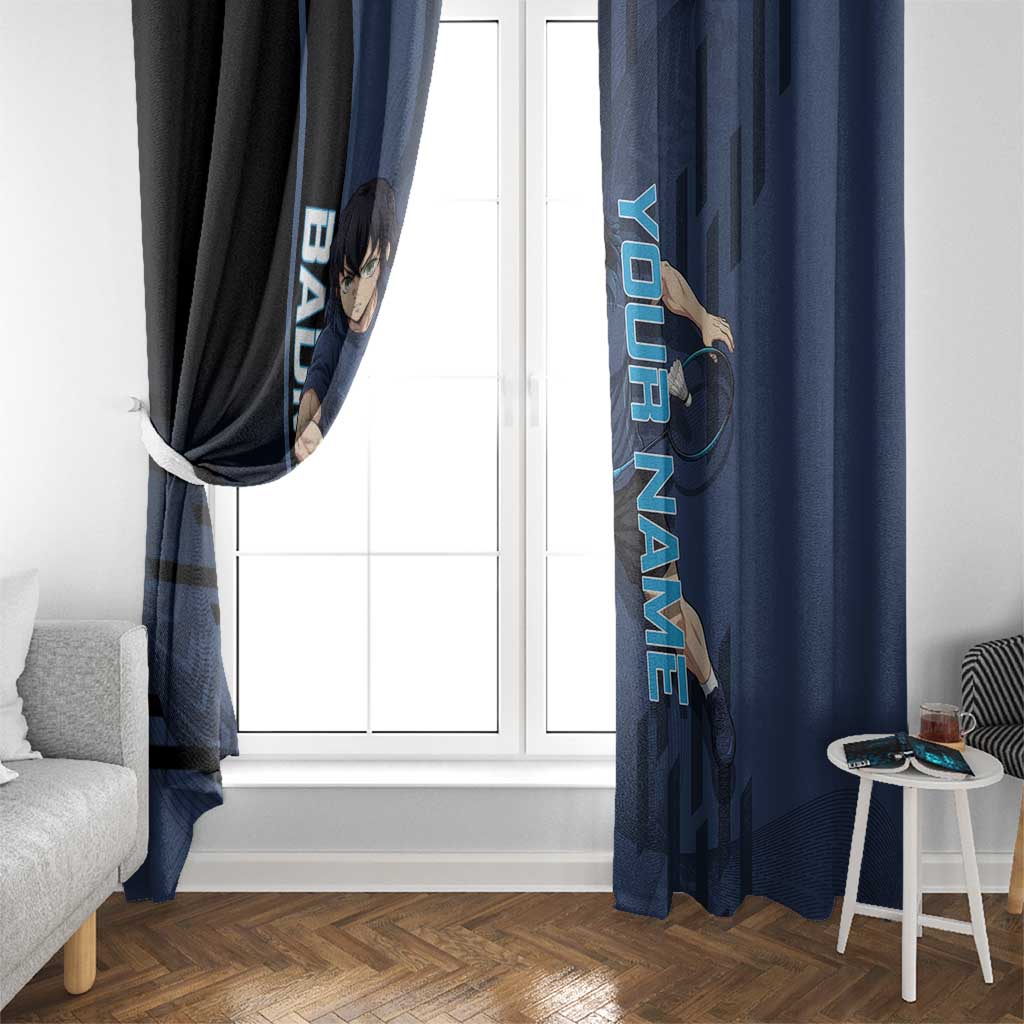 Personalized Inosuke Blue Lock Window Curtain Crossover Badminton Design with Action Pose - The Mazicc