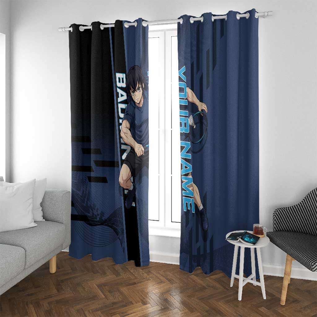 Personalized Inosuke Blue Lock Window Curtain Crossover Badminton Design with Action Pose - The Mazicc