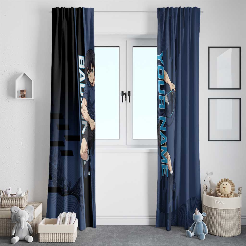 Personalized Inosuke Blue Lock Window Curtain Crossover Badminton Design with Action Pose - The Mazicc