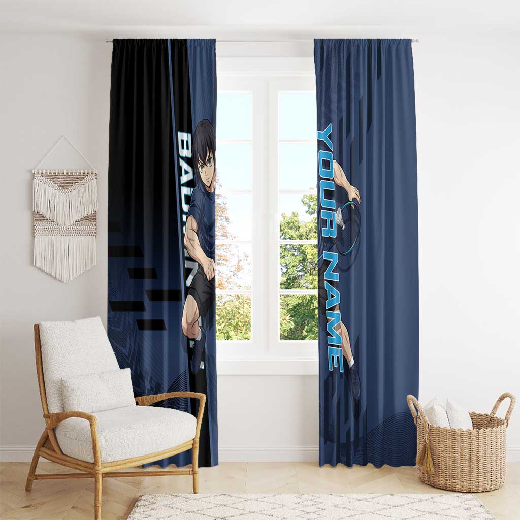 Personalized Inosuke Blue Lock Window Curtain Crossover Badminton Design with Action Pose - The Mazicc