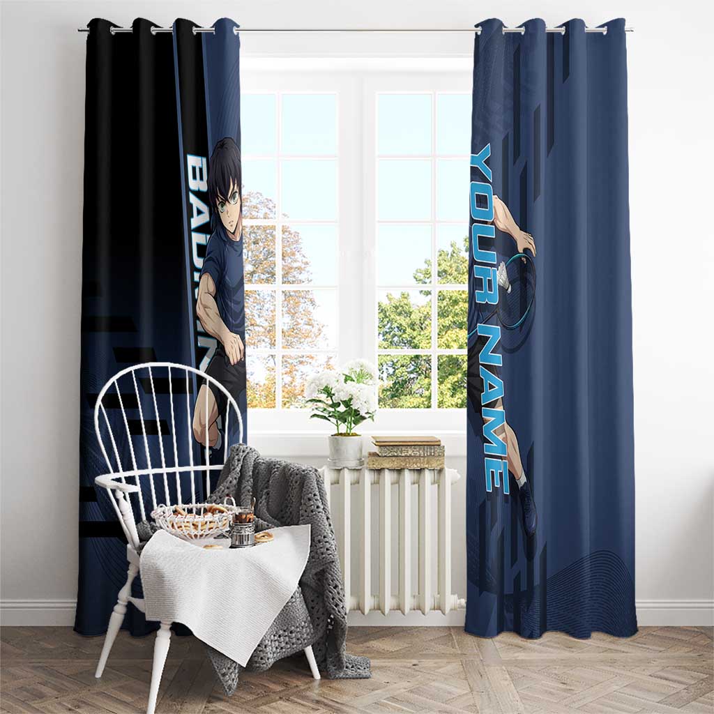 Personalized Inosuke Blue Lock Window Curtain Crossover Badminton Design with Action Pose - The Mazicc