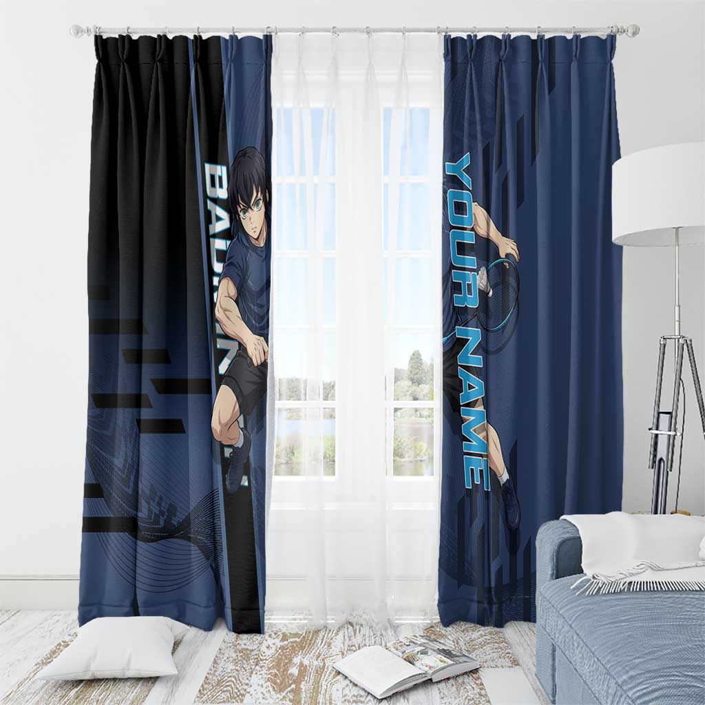 Personalized Inosuke Blue Lock Window Curtain Crossover Badminton Design with Action Pose - The Mazicc