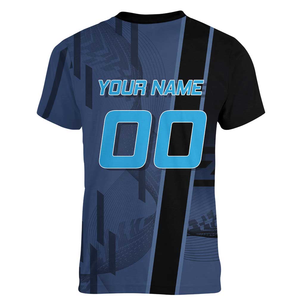 Personalized Inosuke Blue Lock Women V-Neck T-Shirt Crossover Badminton Design with Action Pose - The Mazicc