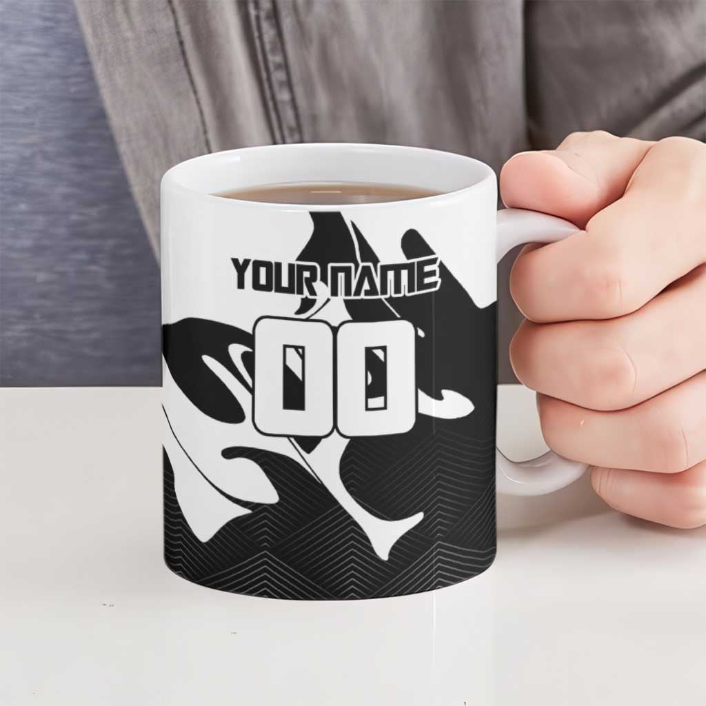 Personalized Toji Fushiguro Jujutsu Kaisen Soccer Theme Ceramic Mug with Dribbling Pose and Monochrome Black White Flame Graphic Design - The Mazicc