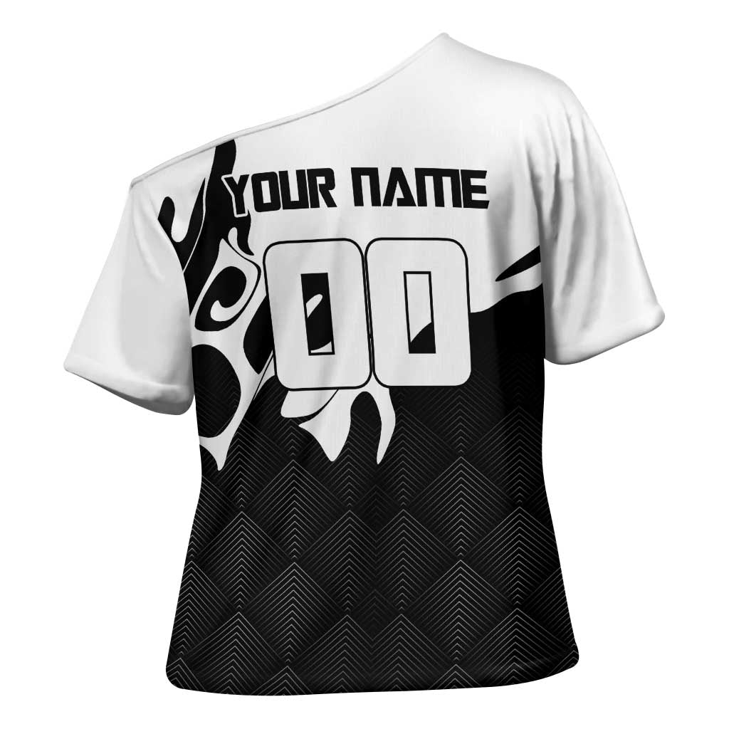 Personalized Toji Fushiguro Jujutsu Kaisen Soccer Theme Cross Shoulder Shirt with Dribbling Pose and Monochrome Black White Flame Graphic Design - The Mazicc