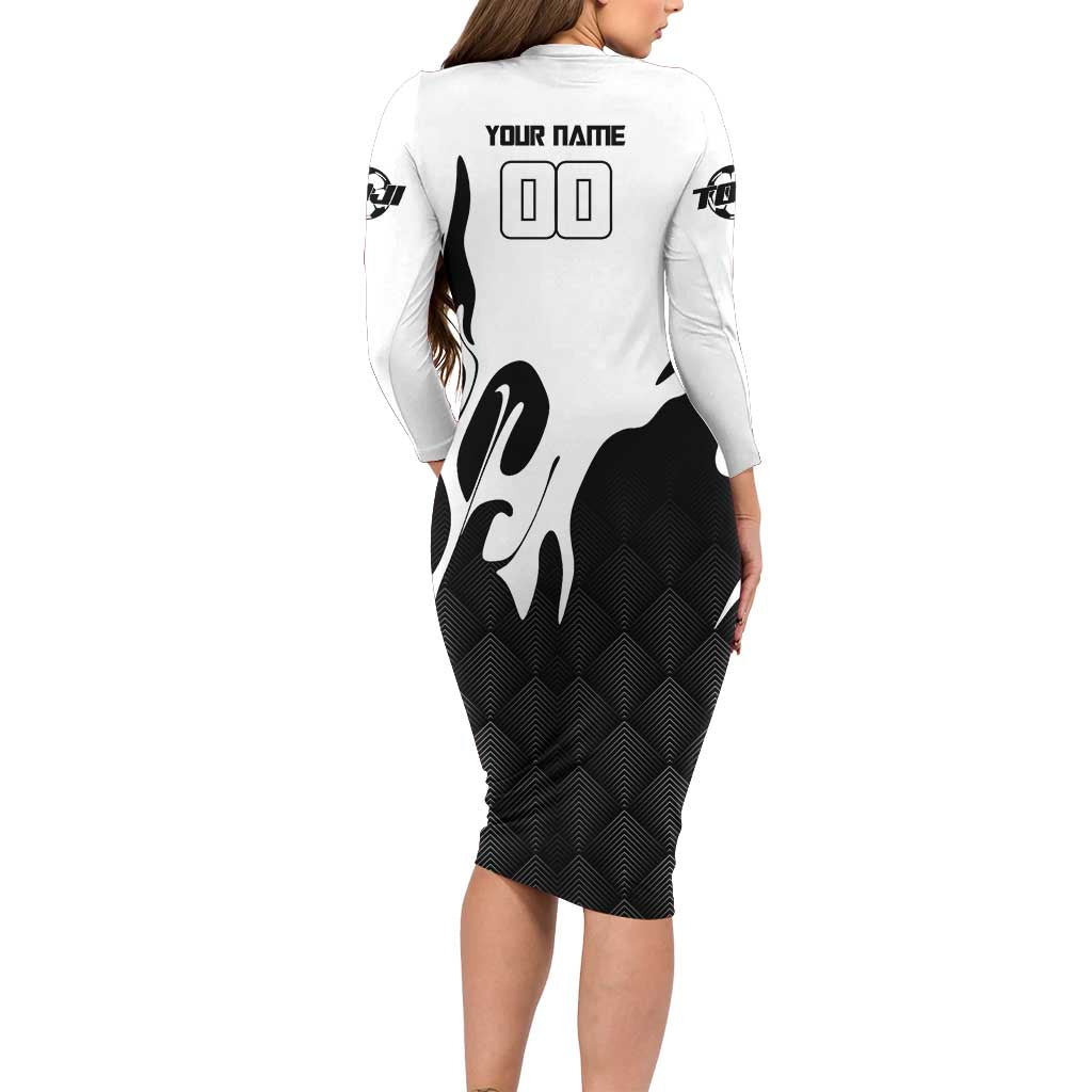 Personalized Toji Fushiguro Jujutsu Kaisen Soccer Theme Family Matching Long Sleeve Bodycon Dress and Hawaiian Shirt with Dribbling Pose and Monochrome Black White Flame Graphic Design
