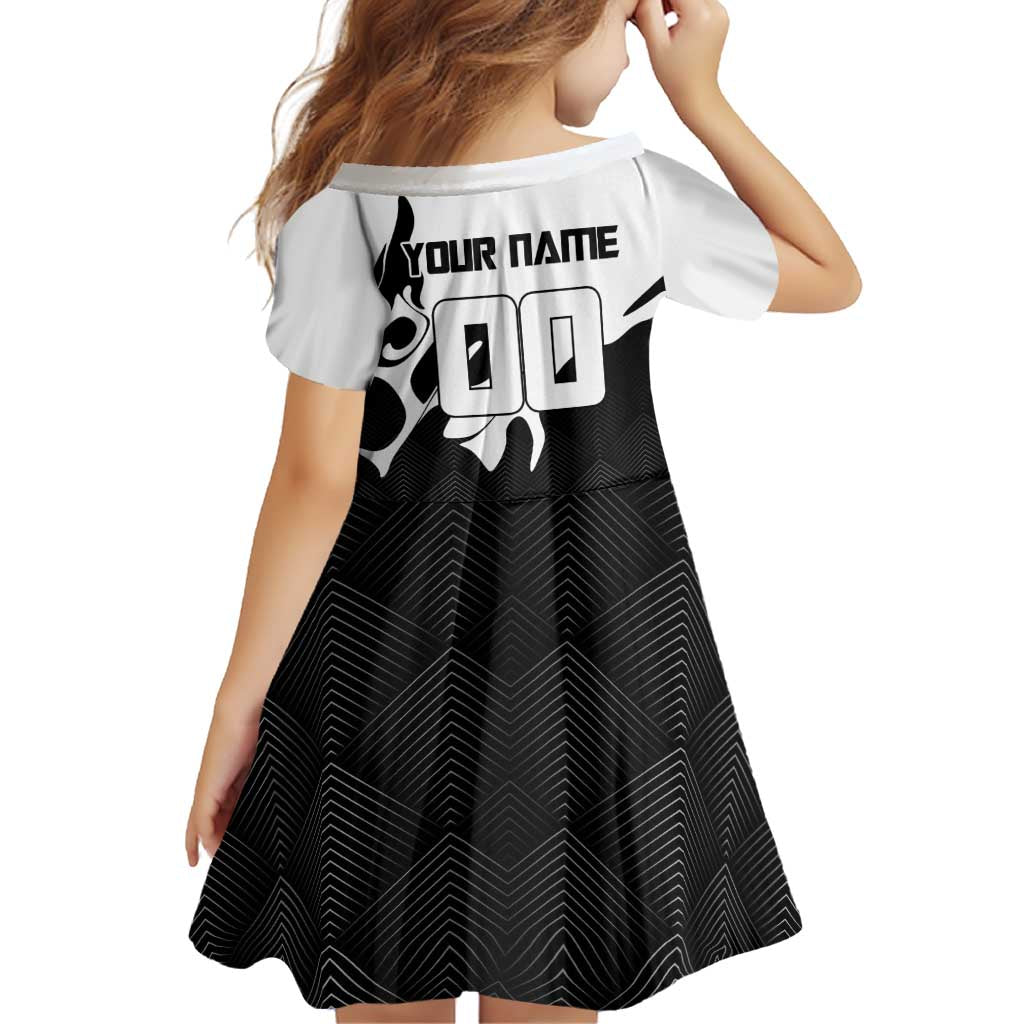 Personalized Toji Fushiguro Jujutsu Kaisen Soccer Theme Family Matching Off Shoulder Short Dress and Hawaiian Shirt with Dribbling Pose and Monochrome Black White Flame Graphic Design