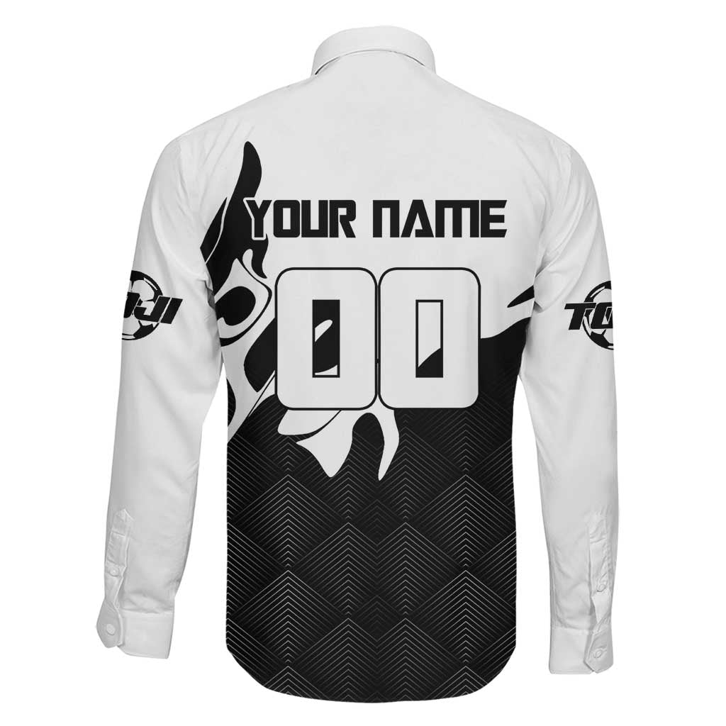 Personalized Toji Fushiguro Jujutsu Kaisen Soccer Theme Family Matching Short Sleeve Bodycon Dress and Hawaiian Shirt with Dribbling Pose and Monochrome Black White Flame Graphic Design