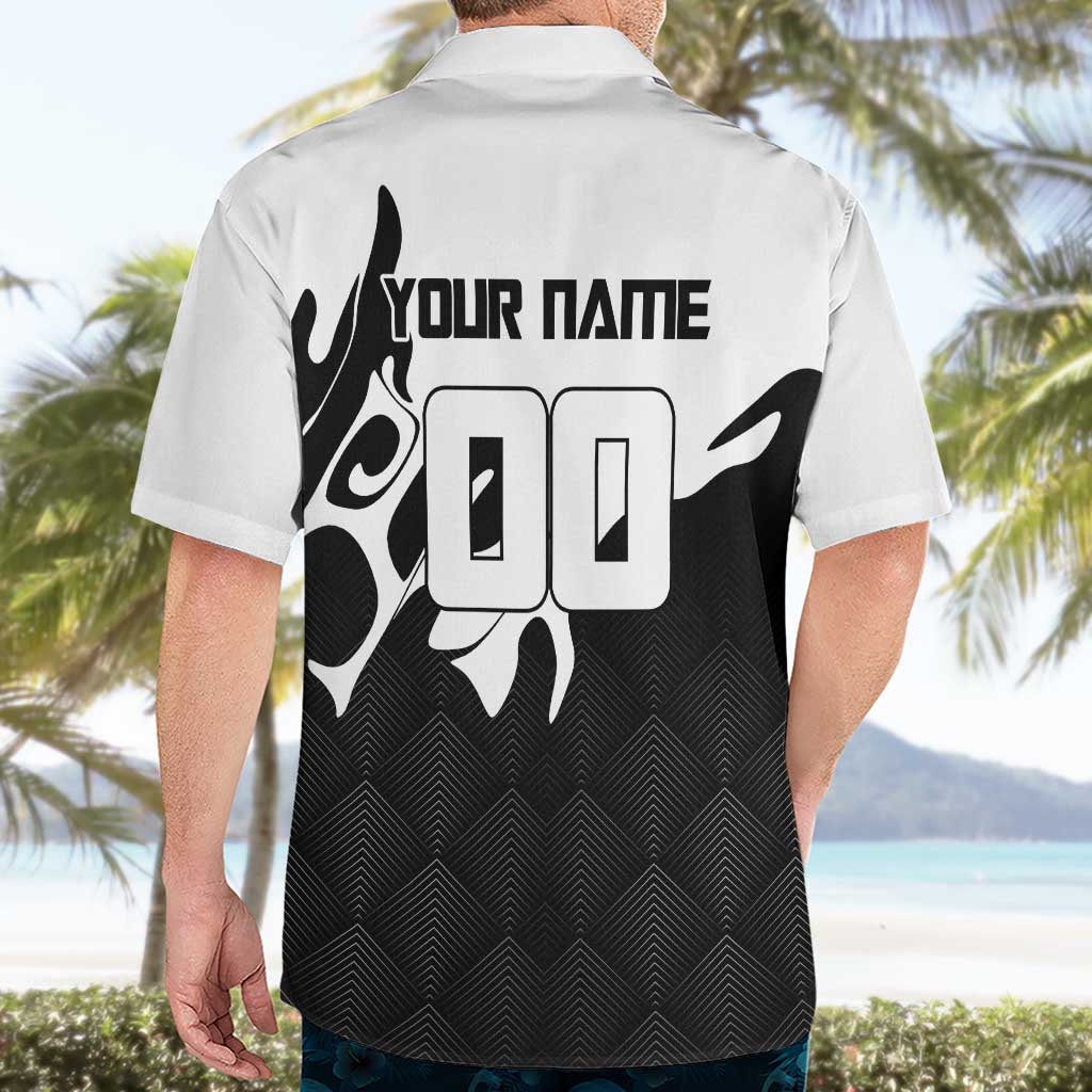 Personalized Toji Fushiguro Jujutsu Kaisen Soccer Theme Hawaiian Shirt with Dribbling Pose and Monochrome Black White Flame Graphic Design - The Mazicc