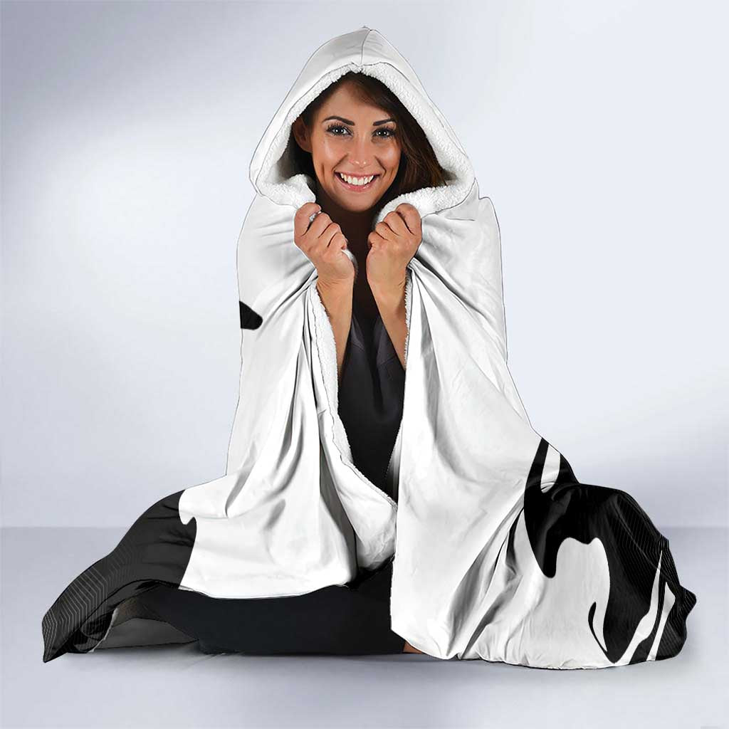 Personalized Toji Fushiguro Jujutsu Kaisen Soccer Theme Hooded Blanket with Dribbling Pose and Monochrome Black White Flame Graphic Design - The Mazicc