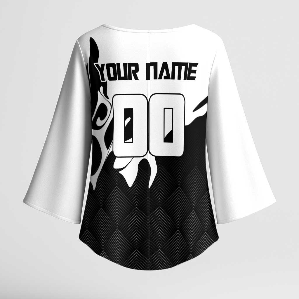 Personalized Toji Fushiguro Jujutsu Kaisen Soccer Theme Kimono Sleeve Blouse with Dribbling Pose and Monochrome Black White Flame Graphic Design - The Mazicc