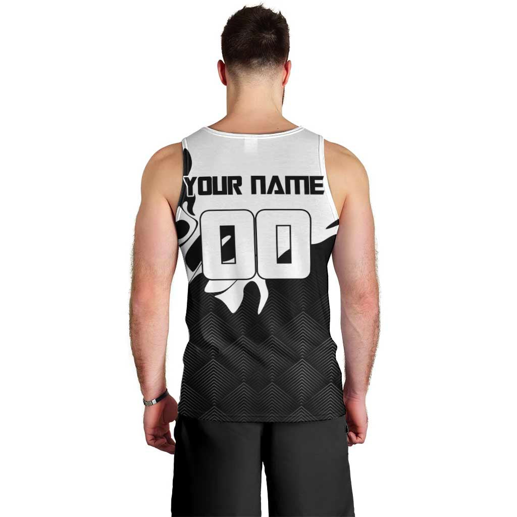 Personalized Toji Fushiguro Jujutsu Kaisen Soccer Theme Men Tank Top with Dribbling Pose and Monochrome Black White Flame Graphic Design - The Mazicc