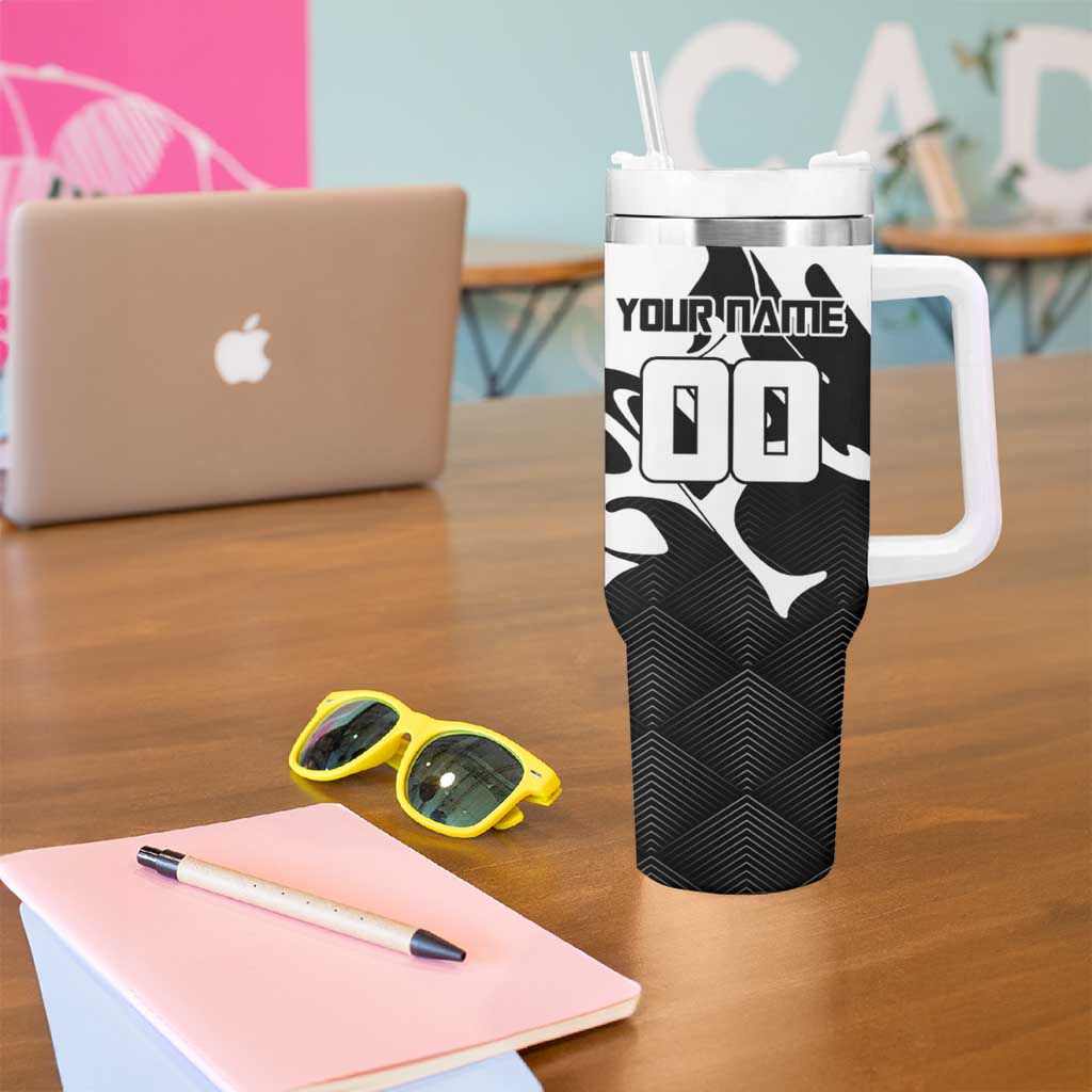 Personalized Toji Fushiguro Jujutsu Kaisen Soccer Theme Tumbler With Handle with Dribbling Pose and Monochrome Black White Flame Graphic Design - The Mazicc