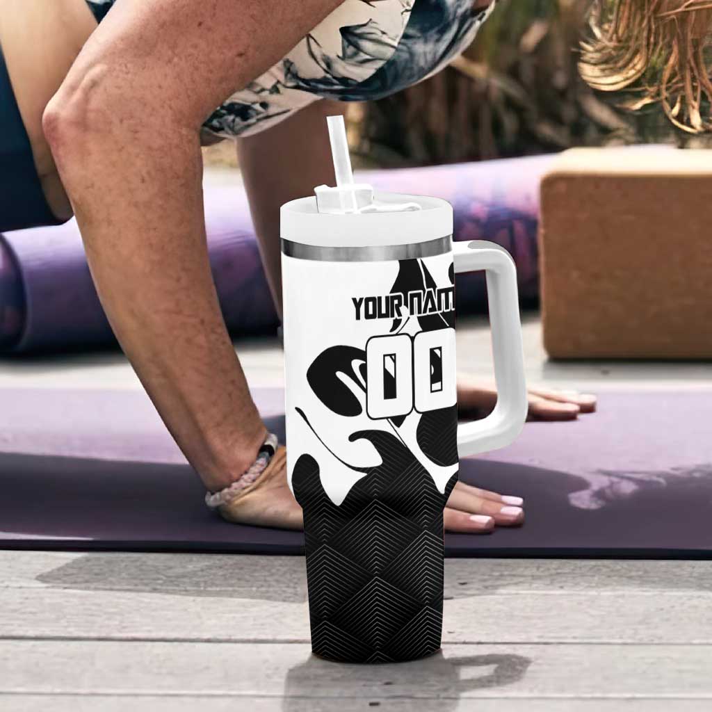 Personalized Toji Fushiguro Jujutsu Kaisen Soccer Theme Tumbler With Handle with Dribbling Pose and Monochrome Black White Flame Graphic Design - The Mazicc