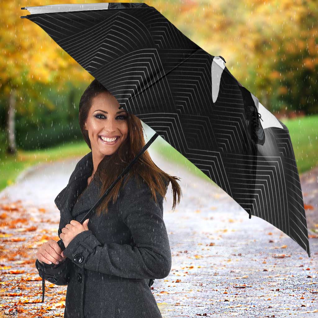 Personalized Toji Fushiguro Jujutsu Kaisen Soccer Theme Umbrella with Dribbling Pose and Monochrome Black White Flame Graphic Design - The Mazicc