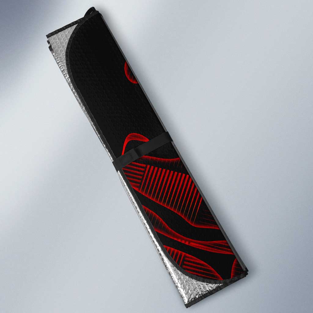 Personalized Sukuna Jujutsu Kaisen Soccer Theme Auto Sun Shade with Powerful Kick Pose and Red Black Plaid Graphic Design - The Mazicc