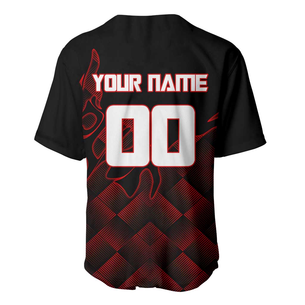Personalized Sukuna Jujutsu Kaisen Soccer Theme Baseball Jersey with Powerful Kick Pose and Red Black Plaid Graphic Design - The Mazicc