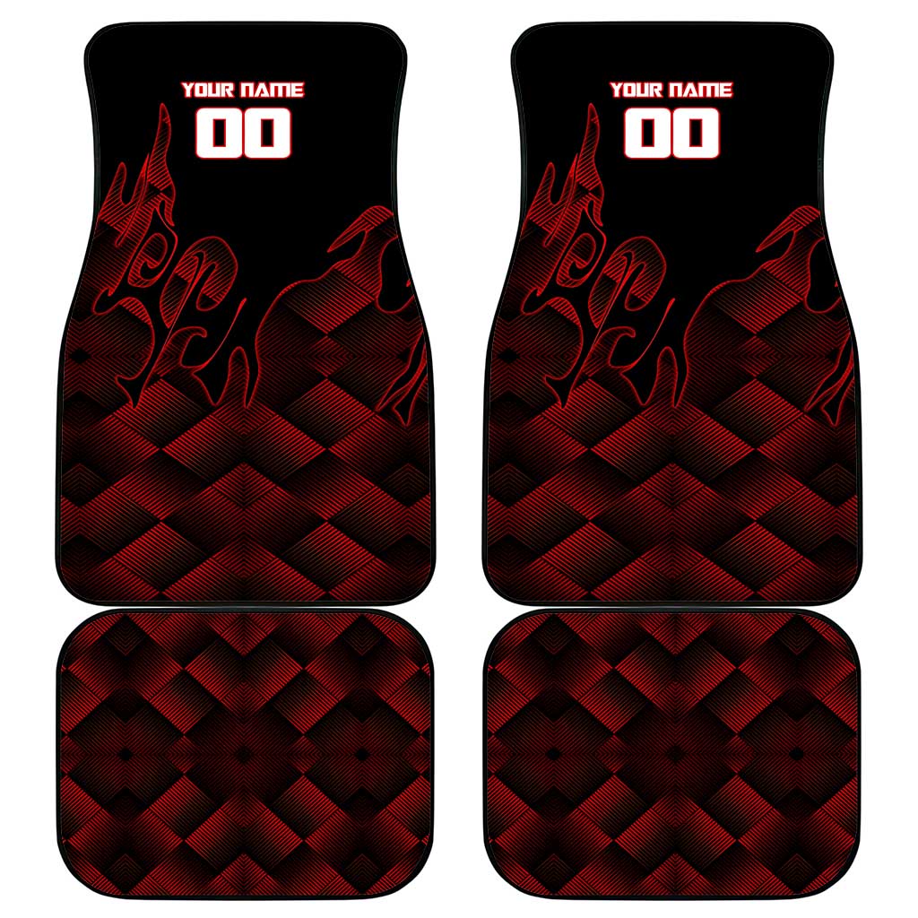 Personalized Sukuna Jujutsu Kaisen Soccer Theme Car Mats with Powerful Kick Pose and Red Black Plaid Graphic Design - The Mazicc