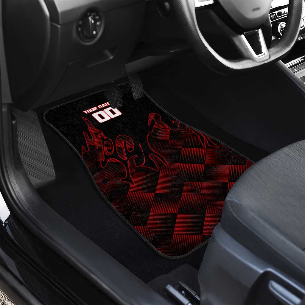 Personalized Sukuna Jujutsu Kaisen Soccer Theme Car Mats with Powerful Kick Pose and Red Black Plaid Graphic Design - The Mazicc