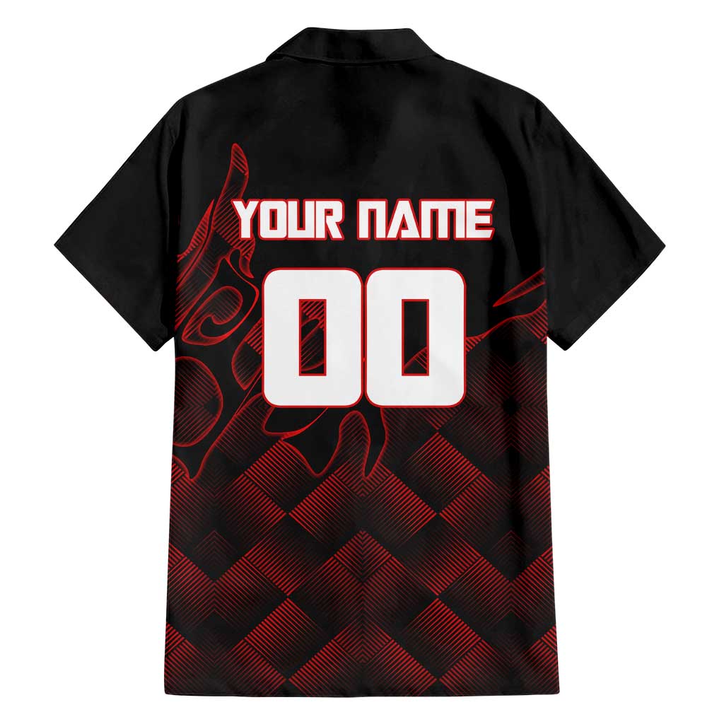 Personalized Sukuna Jujutsu Kaisen Soccer Theme Family Matching Off Shoulder Maxi Dress and Hawaiian Shirt with Powerful Kick Pose and Red Black Plaid Graphic Design