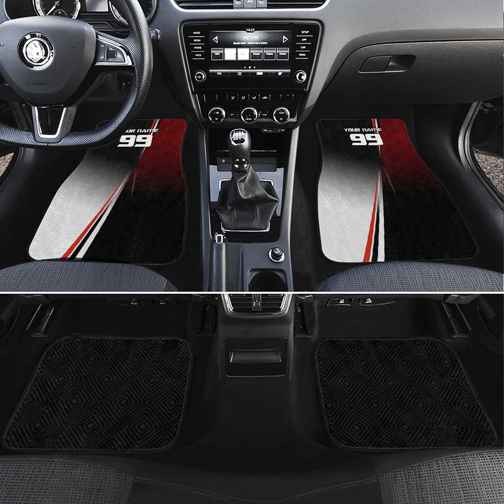 Personalized Panda Jujutsu Kaisen Soccer Theme Car Mats with Goalkeeper Pose and Red Black Geometric Graphic Design - The Mazicc