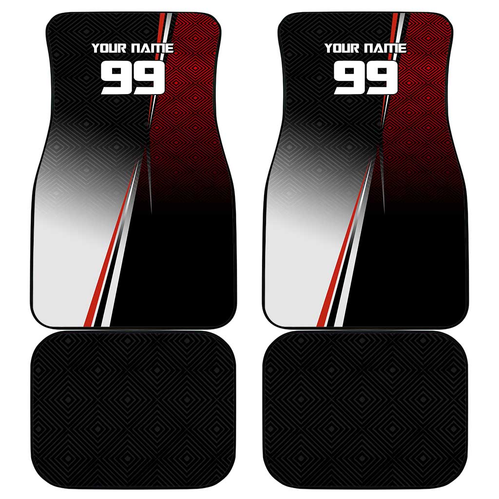 Personalized Panda Jujutsu Kaisen Soccer Theme Car Mats with Goalkeeper Pose and Red Black Geometric Graphic Design - The Mazicc