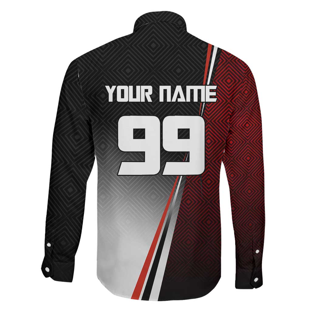 Personalized Panda Jujutsu Kaisen Soccer Theme Family Matching Summer Maxi Dress and Hawaiian Shirt with Goalkeeper Pose and Red Black Geometric Graphic Design